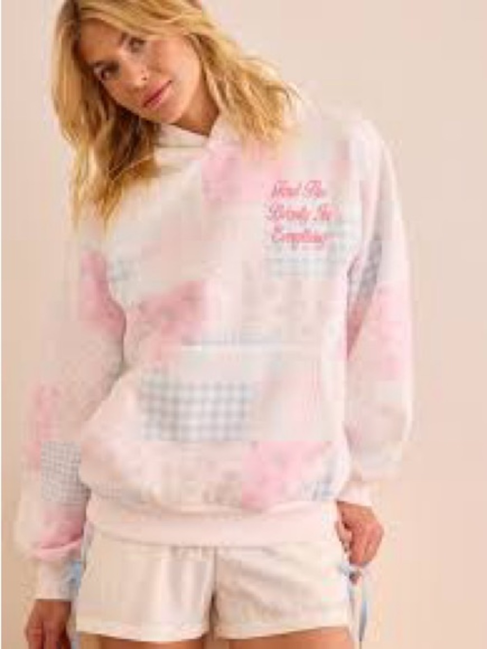 Altar’d State Find The Beauty In Everything Patchwork Pastel Hoodie
